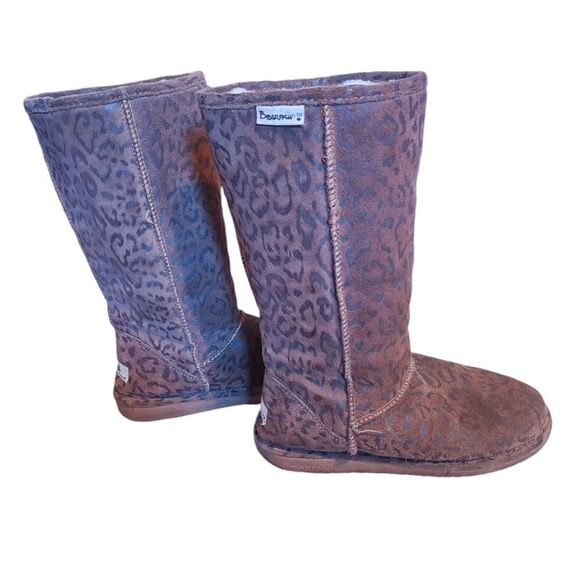 Bearpaw Brown Leopard Print Boots Size 7 - Picture 4 of 7
